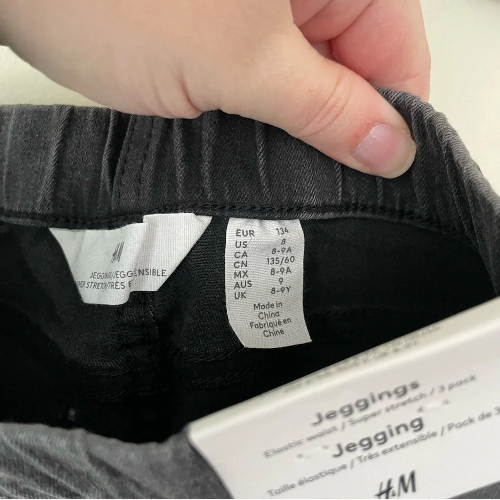 NWT H&M Recycled Cotton Black Charcoal Jeggings Pants size 8